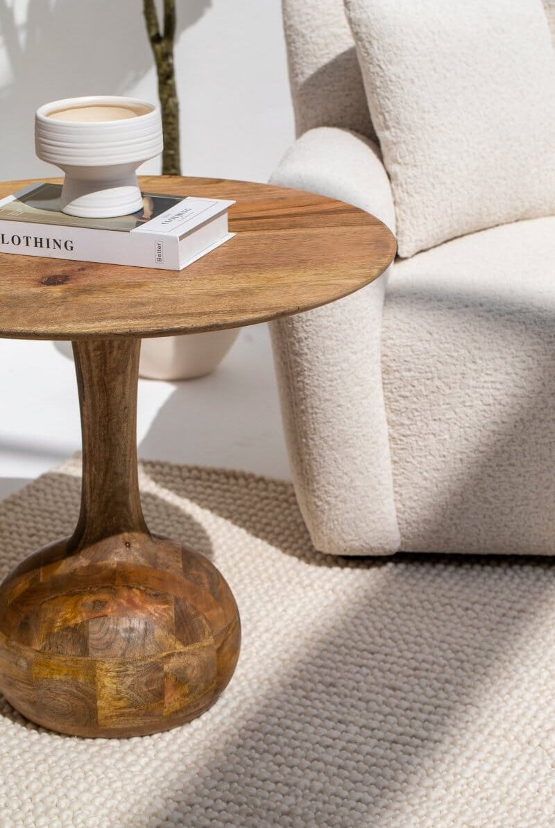 Elio Wooden Center Round Table with Round Base