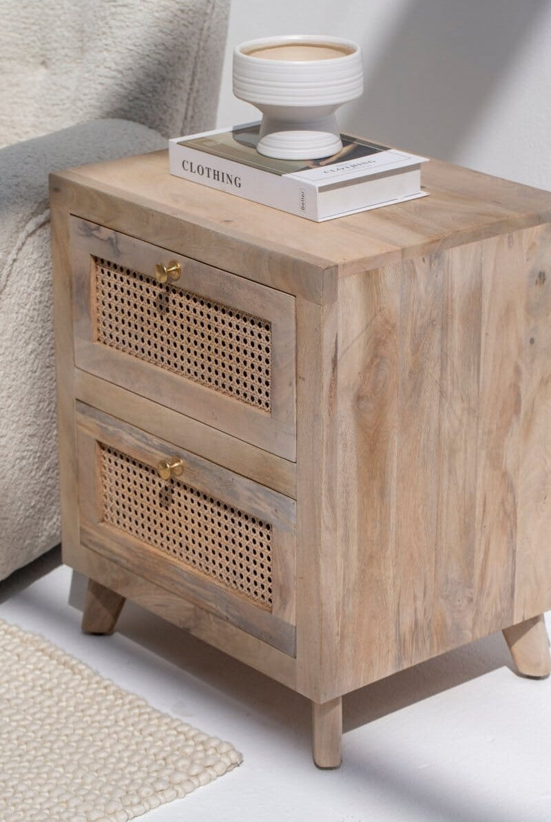 Hana Two Drawer Rattan Side Table