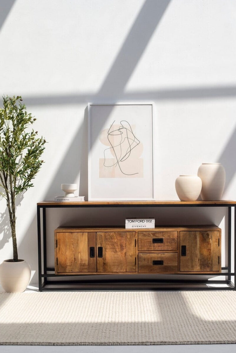 Blaise Industrial Wood Console Table