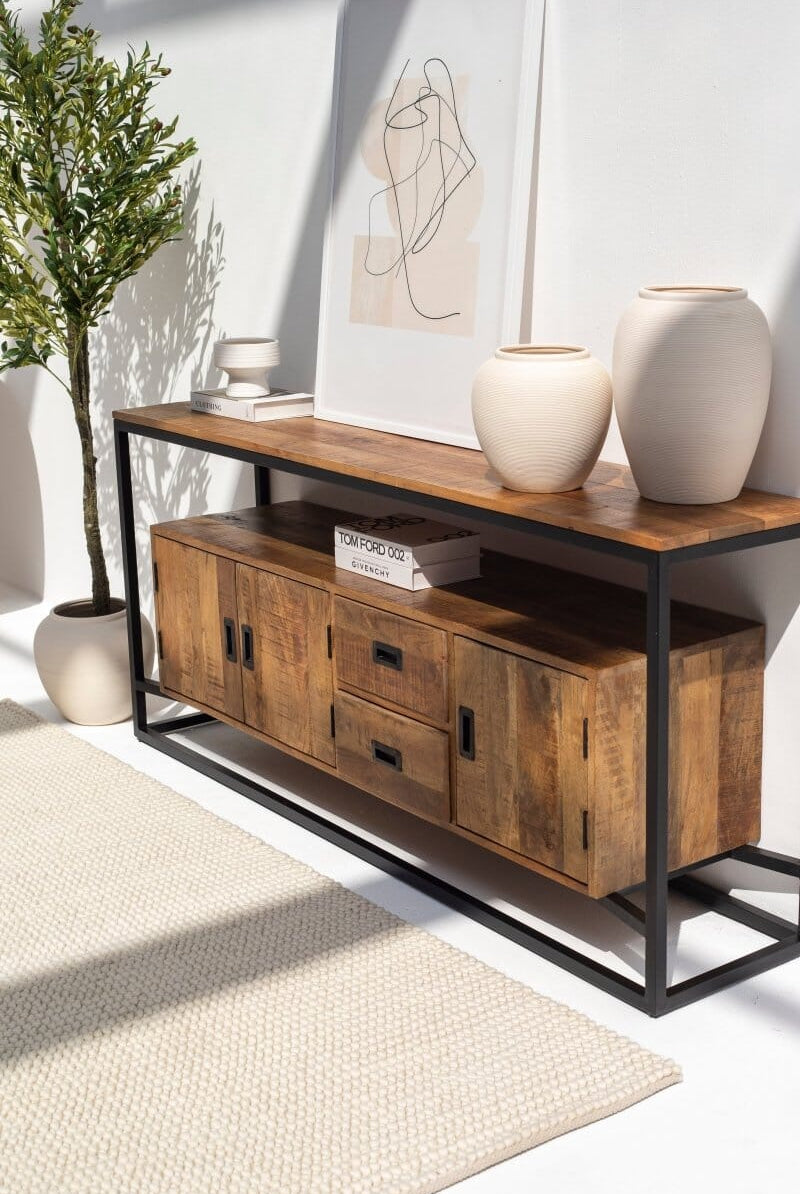 Blaise Industrial Wood Console Table Homekode
