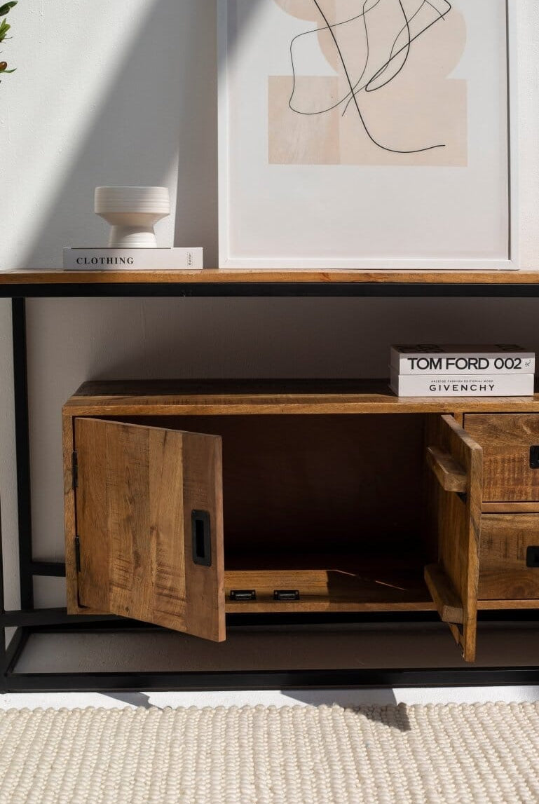 Blaise Industrial Wood Console Table Homekode