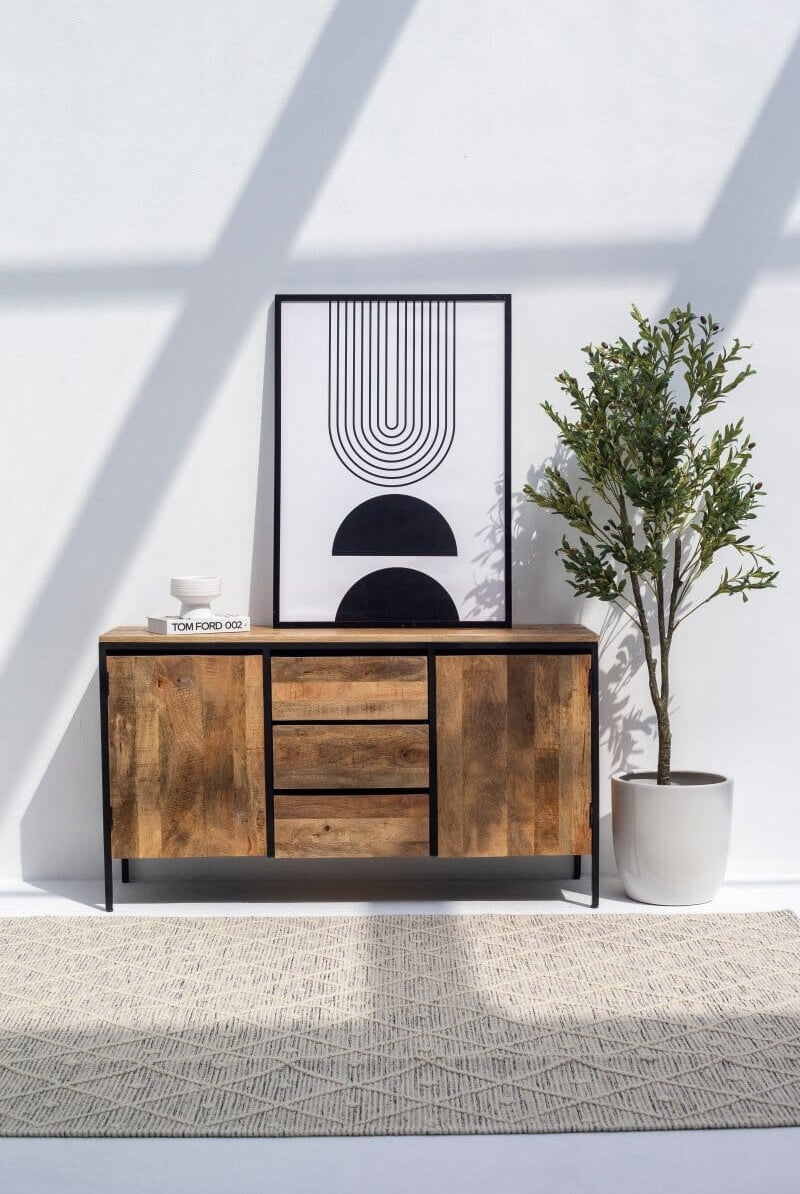 Industrial 3 Drawers & 2 Doors Sideboard