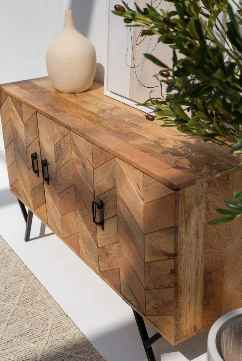 Wooden Sideboard with Stripes