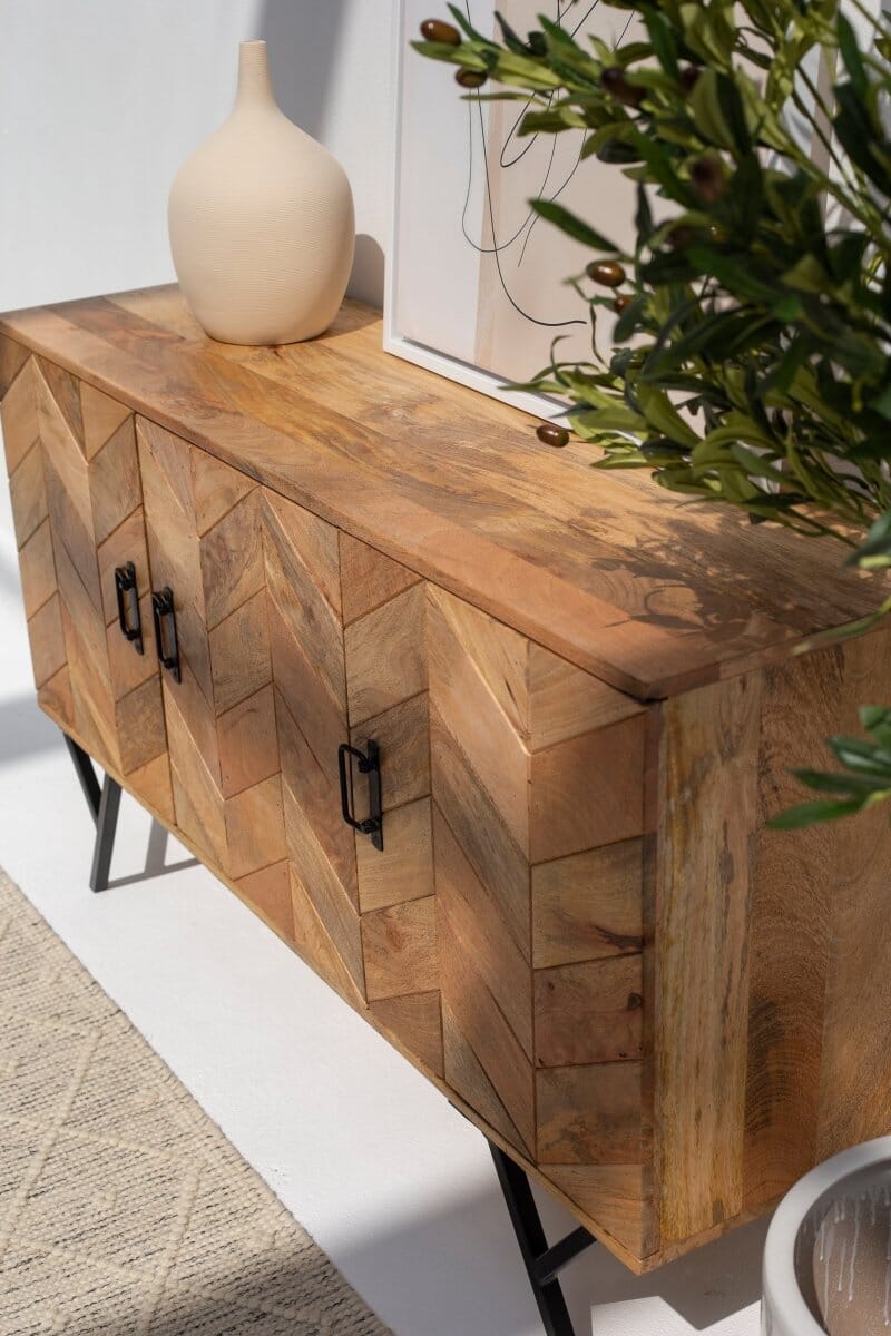 Wooden Sideboard with Stripes