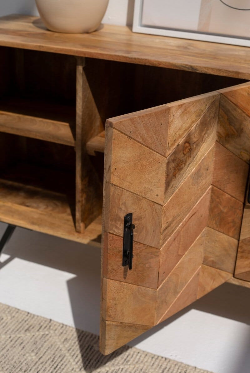 Wooden Sideboard with Stripes