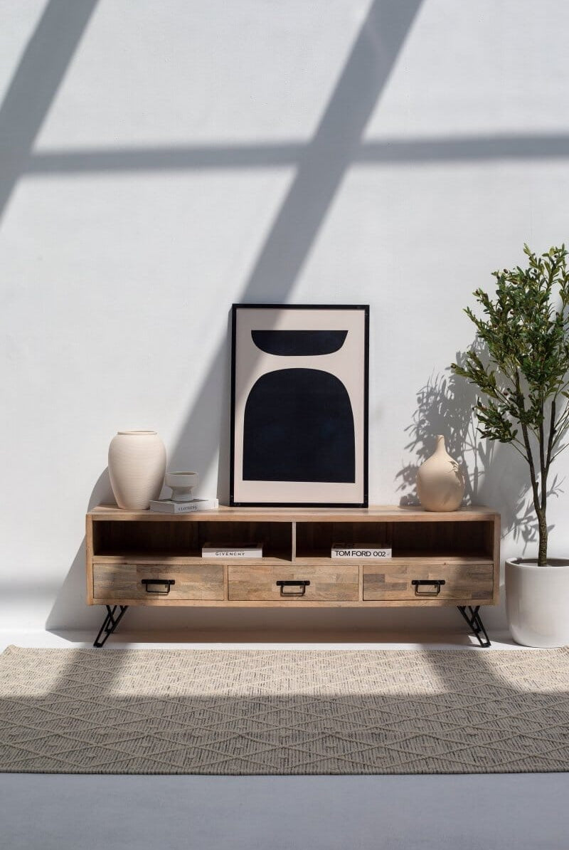 Ryla 3-Drawer Wooden Media Unit