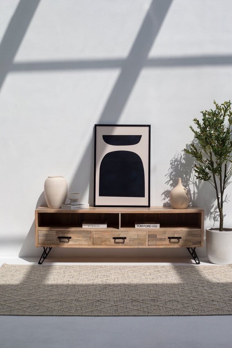 Ryla 3-Drawer Wooden Media Unit