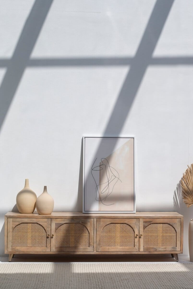 Levi Rattan Arch Doors Media Unit