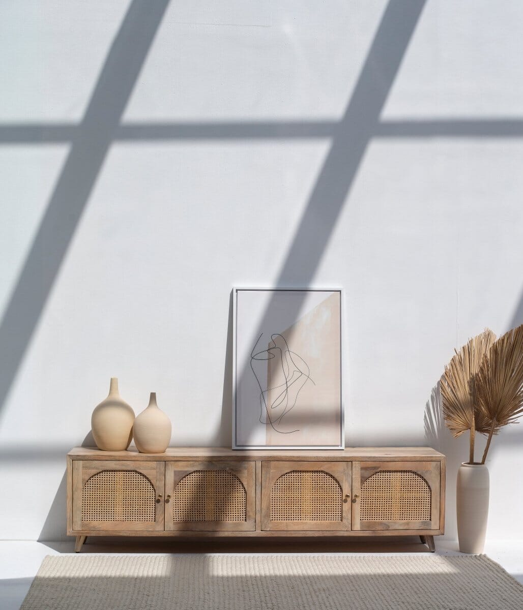 Levi Rattan Arch Doors Media Unit