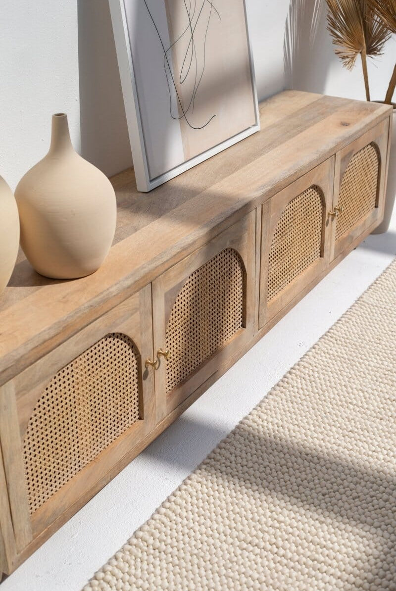 Levi Rattan Arch Doors Media Console Homekode