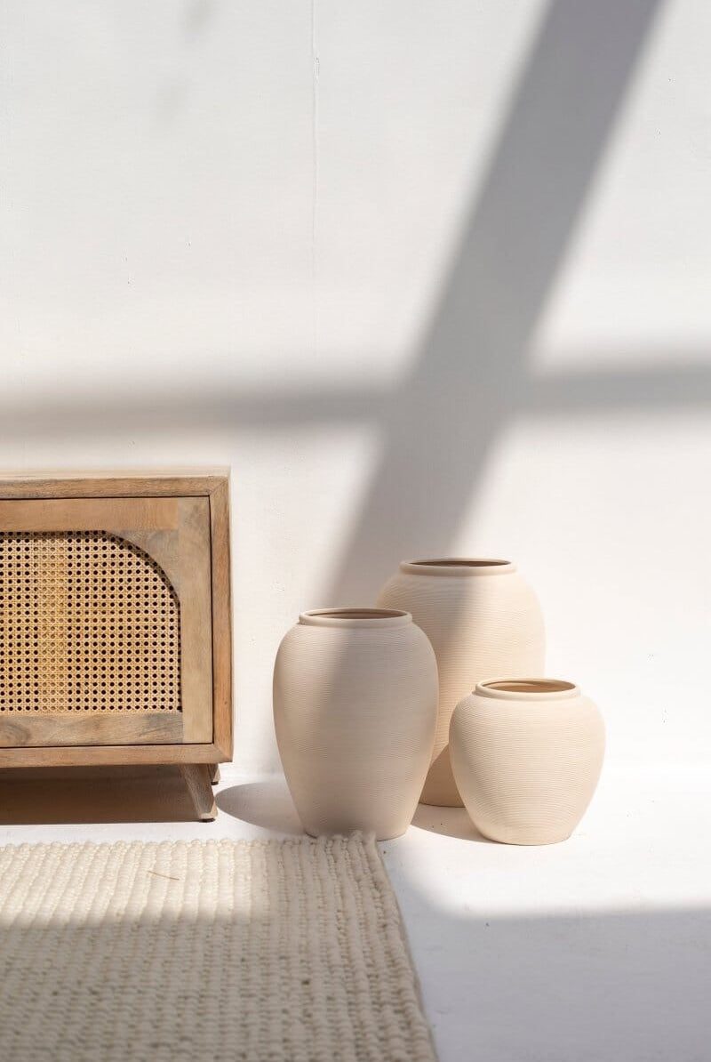 Oval Beige Ceramic Vase (3 Sizes)