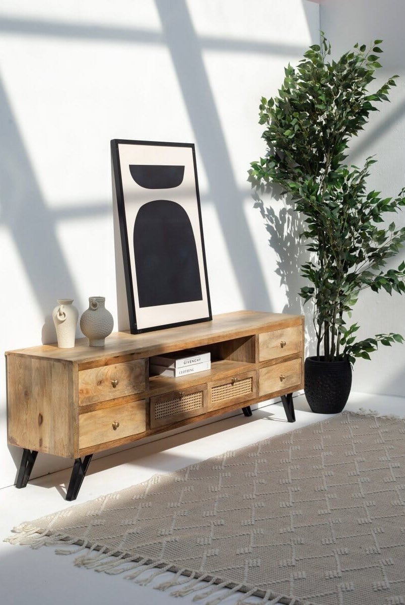 Kesi Six Drawers Rattan Media Unit (2 sizes)