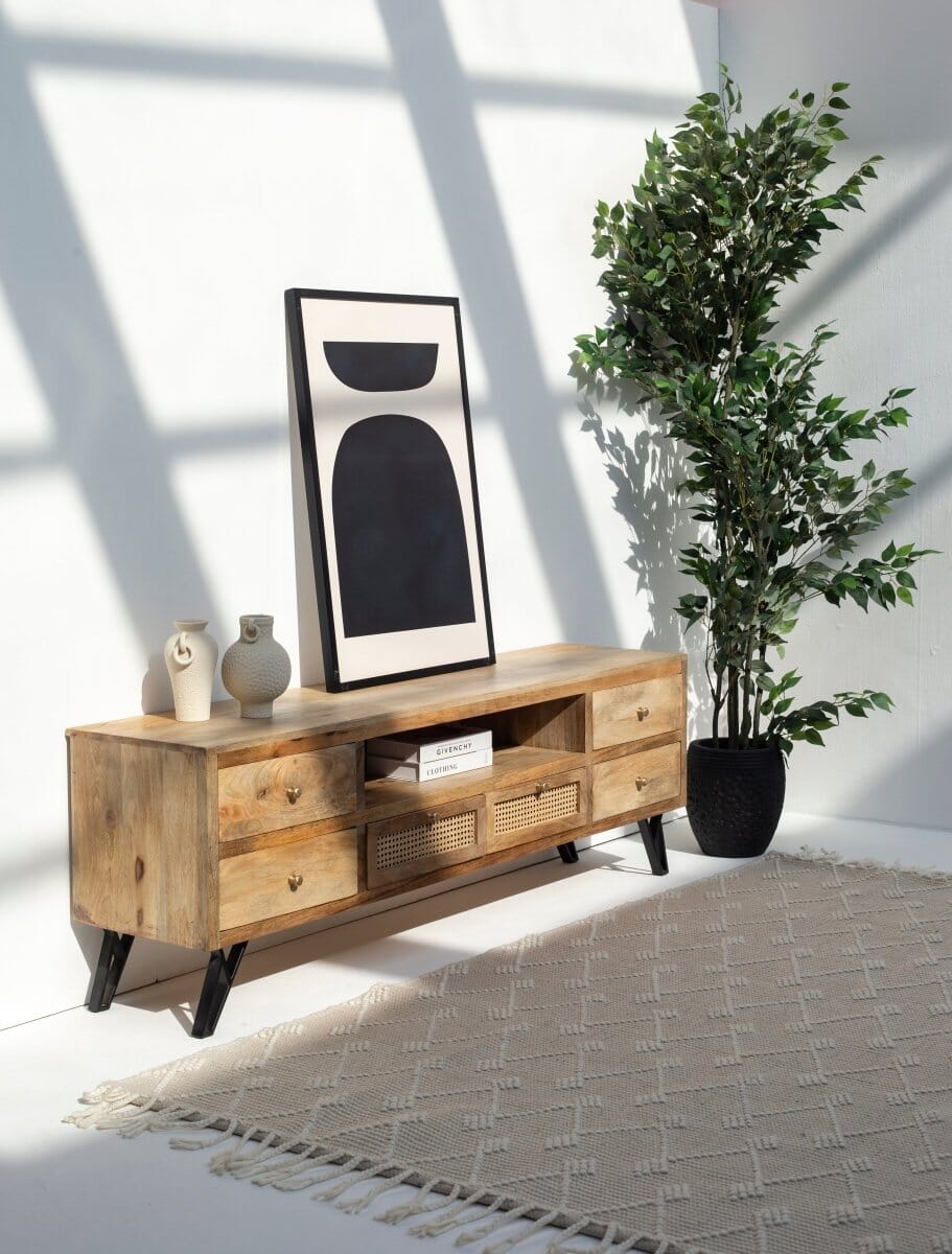 Kesi Six Drawers Rattan Media Unit (2 sizes)