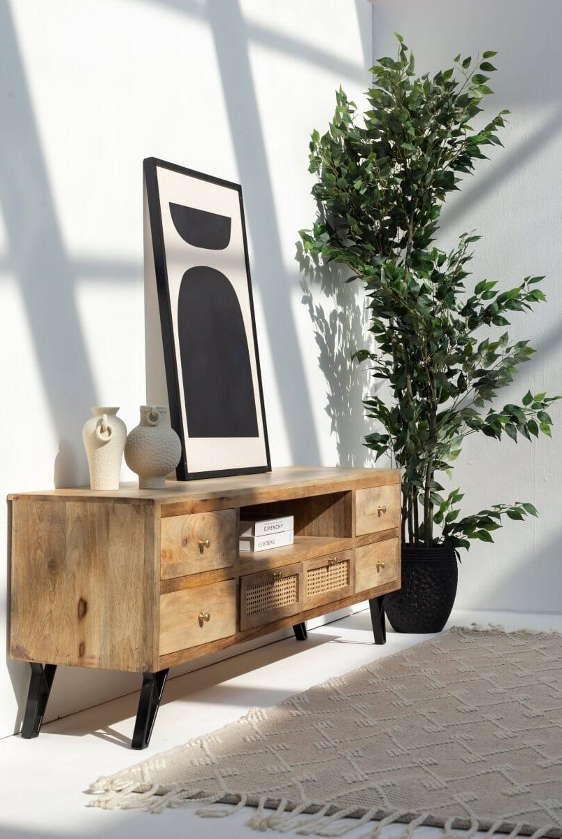 Kesi Six Drawers Rattan Media Unit (2 sizes)