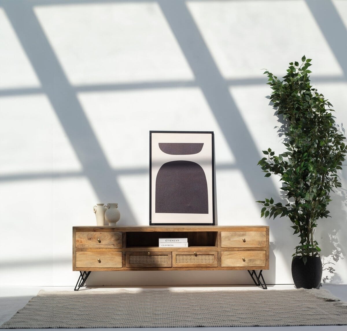 Kesi Six Drawers Rattan Media Unit (2 sizes)