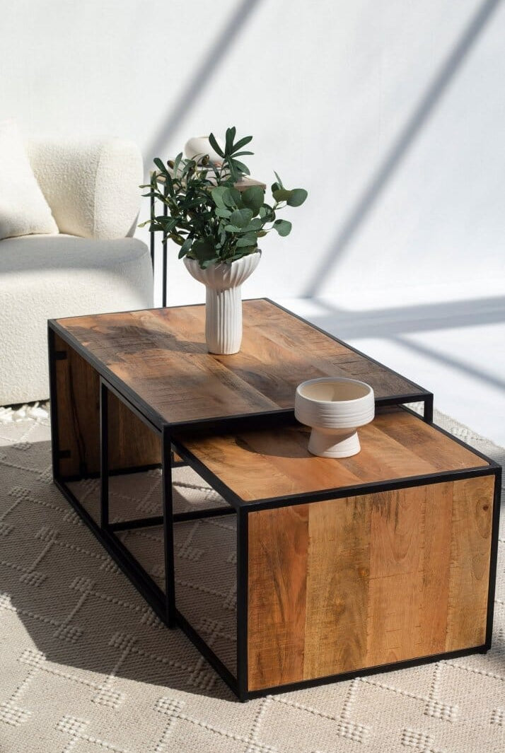 Hannah Nesting Rectangular Wooden Coffee Table
