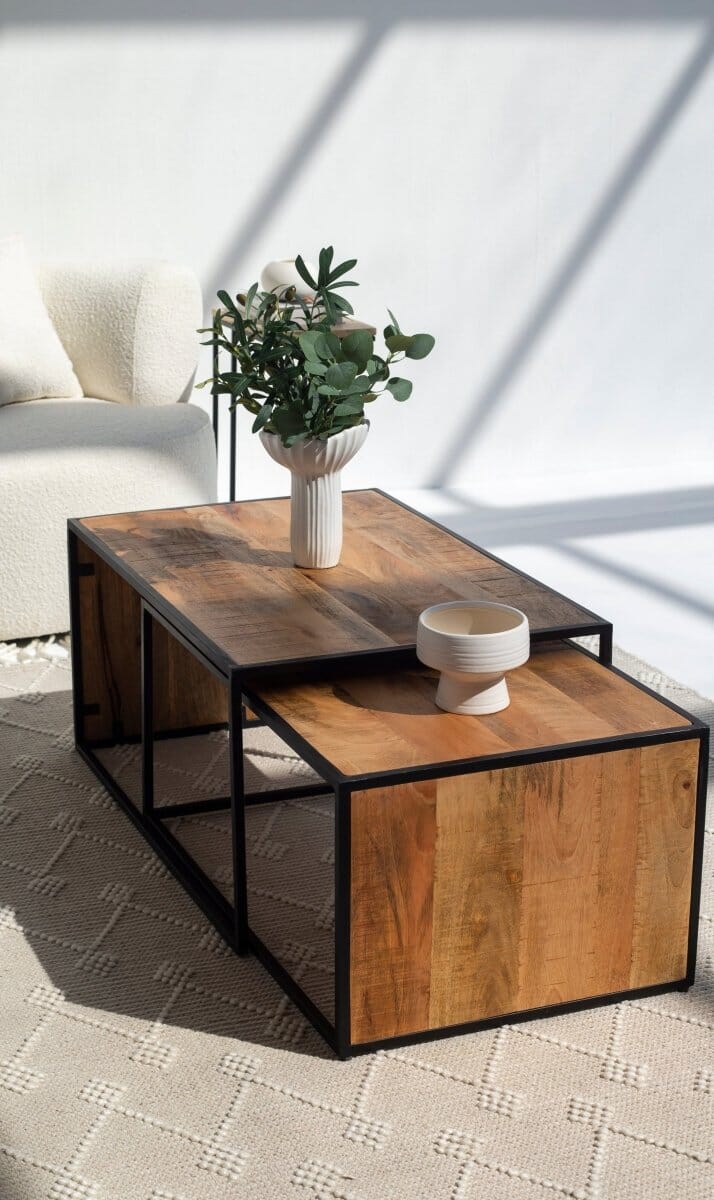 Hannah Nesting Rectangular Wooden Coffee Table