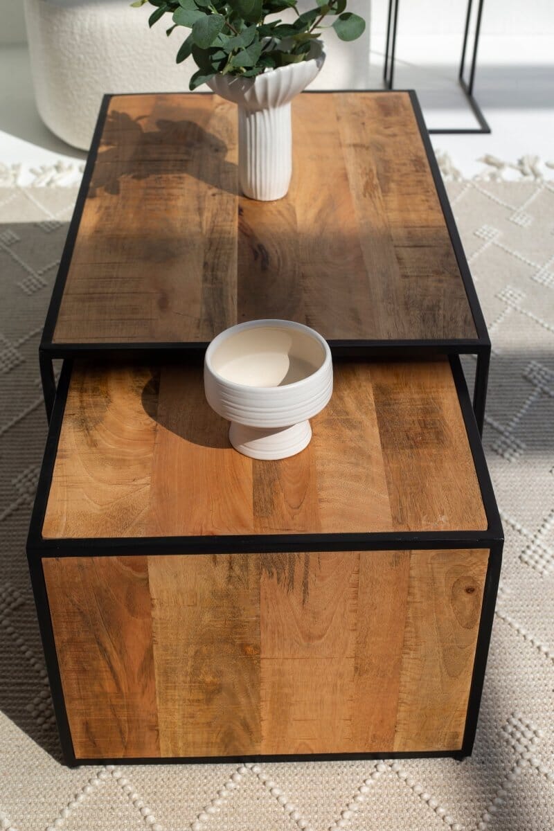 Hannah Nesting Rectangular Wooden Coffee Table