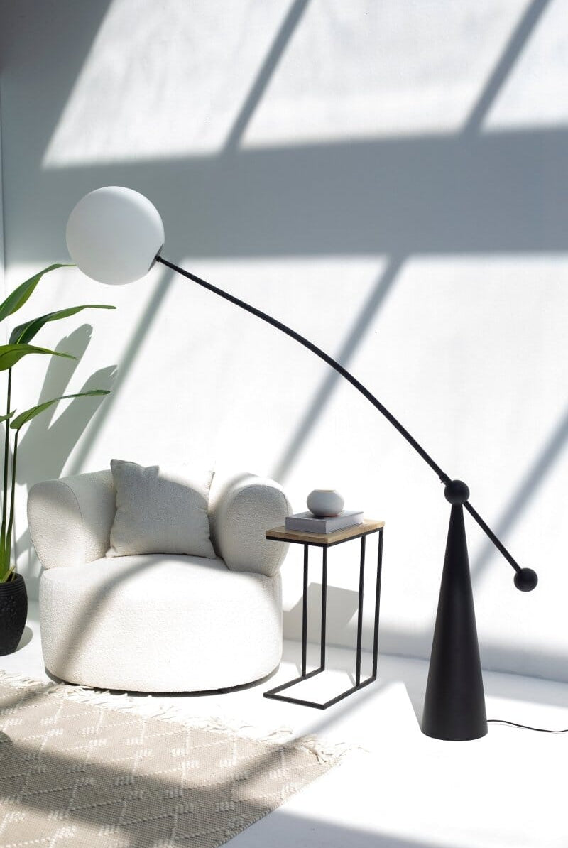 Moon long Neck Opal Arc Floor Lamp (2 size)