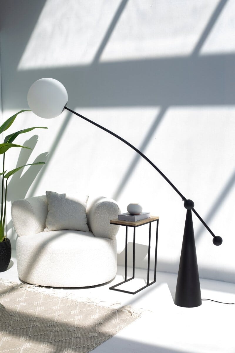 Moon long Neck Opal Arc Floor Lamp (2 size)