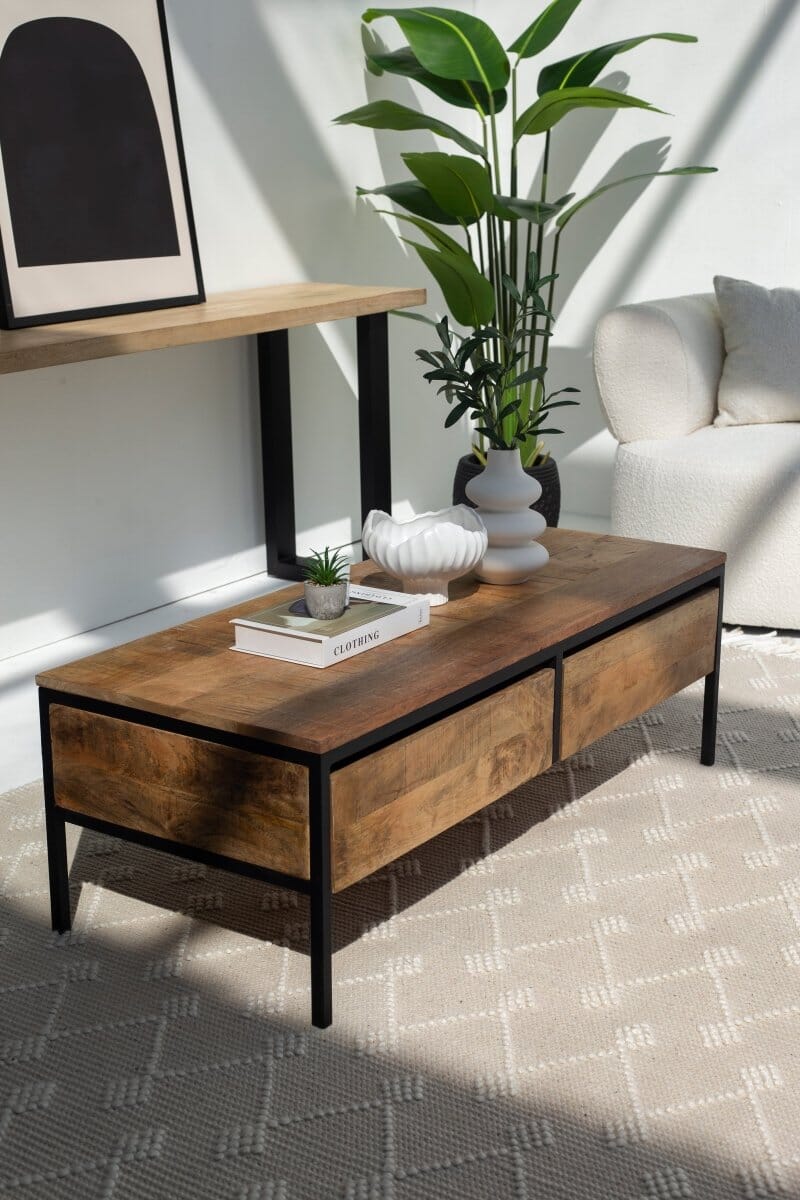 Two Drawers Mango Wood Coffee Table