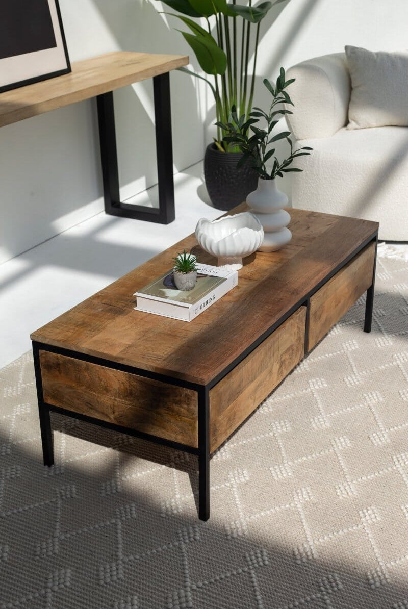 Two Drawers Mango Wood Coffee Table