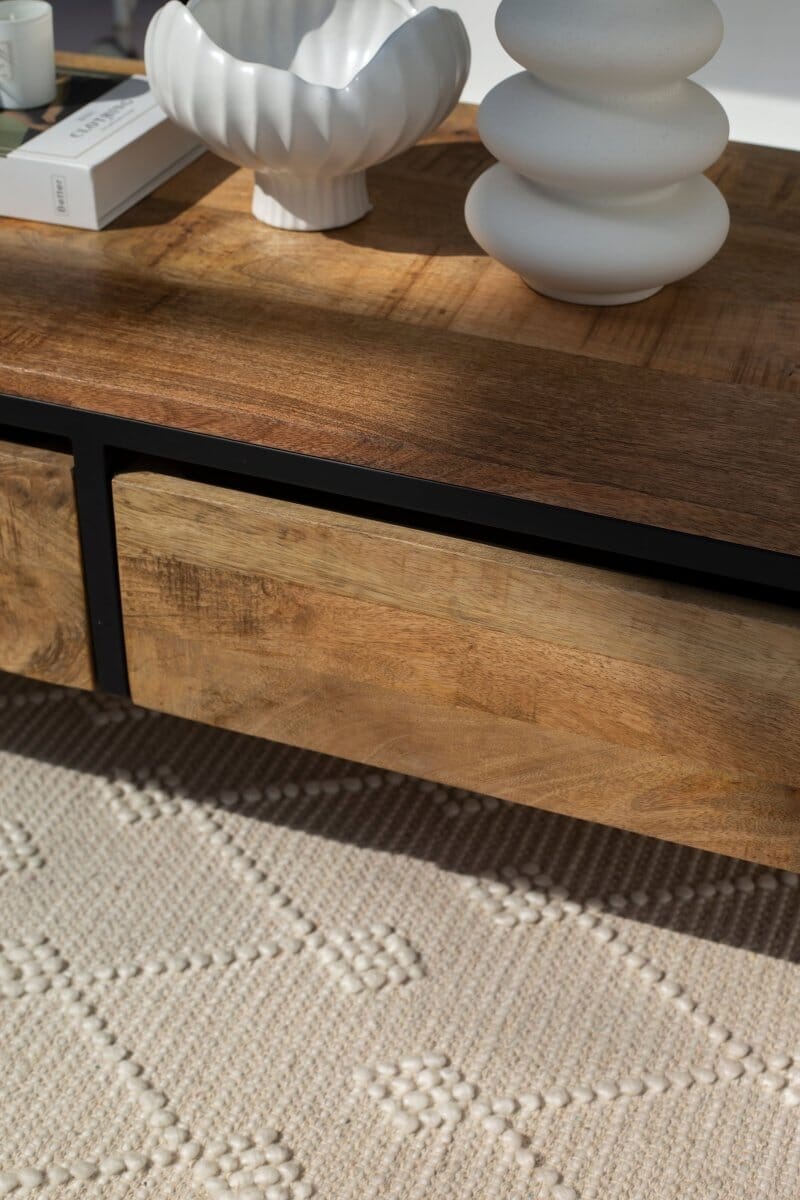 Two Drawers Mango Wood Coffee Table