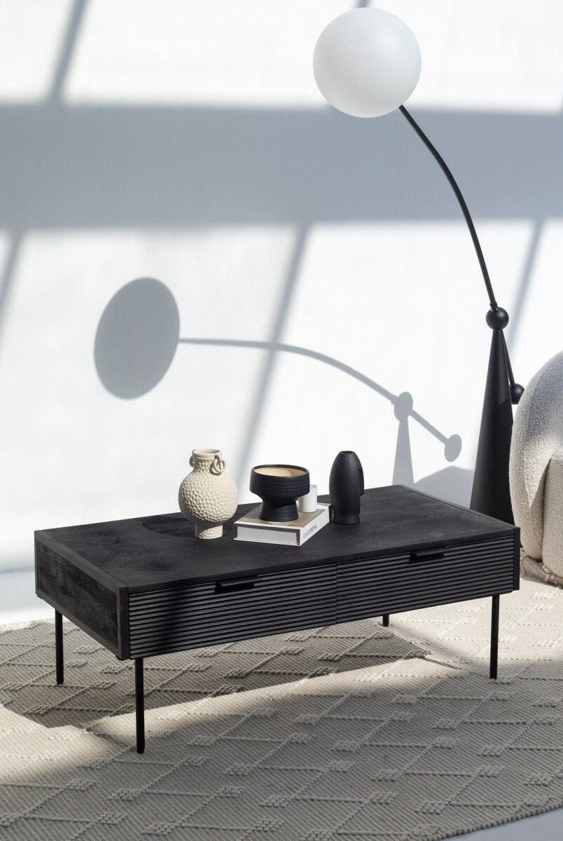 Black 2 Drawer Coffee Table & Media Unit