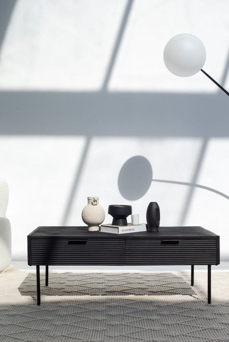 Black 2 Drawer Coffee Table & TV Unit