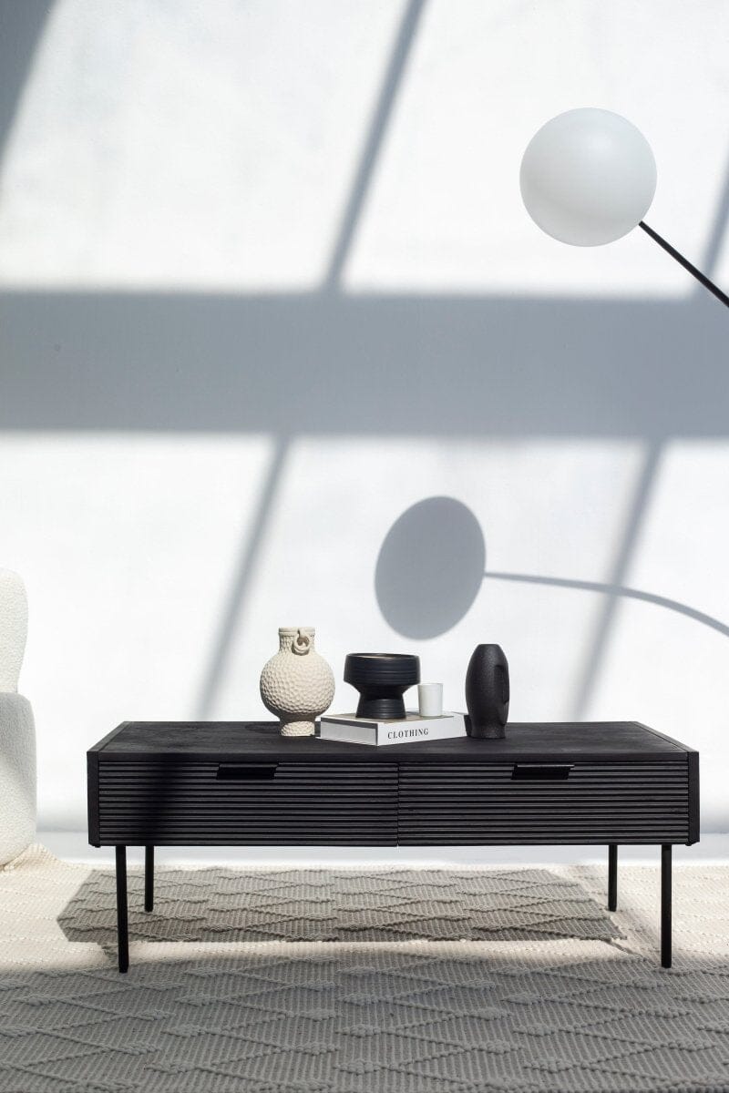 Black 2 Drawer Coffee Table & TV Unit