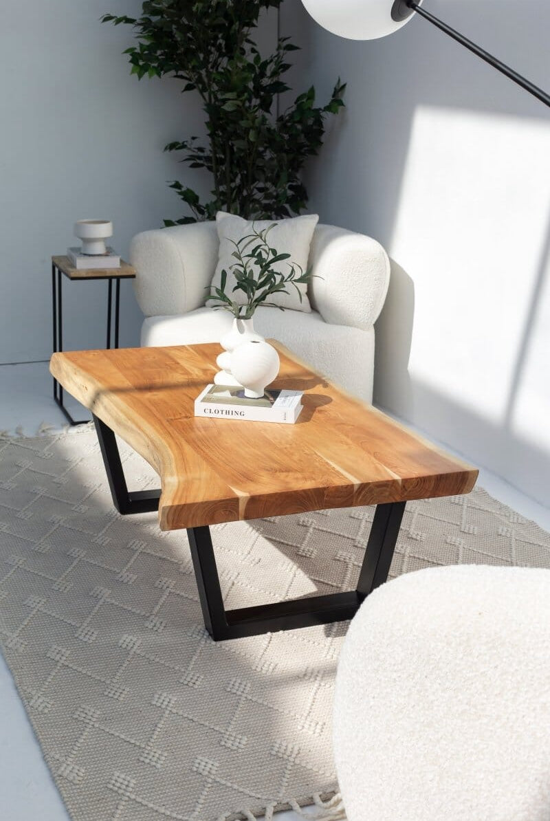 Light Acacia Wood Coffee Table (3 Sizes) Coffee Tables 120x75CM 4CM V