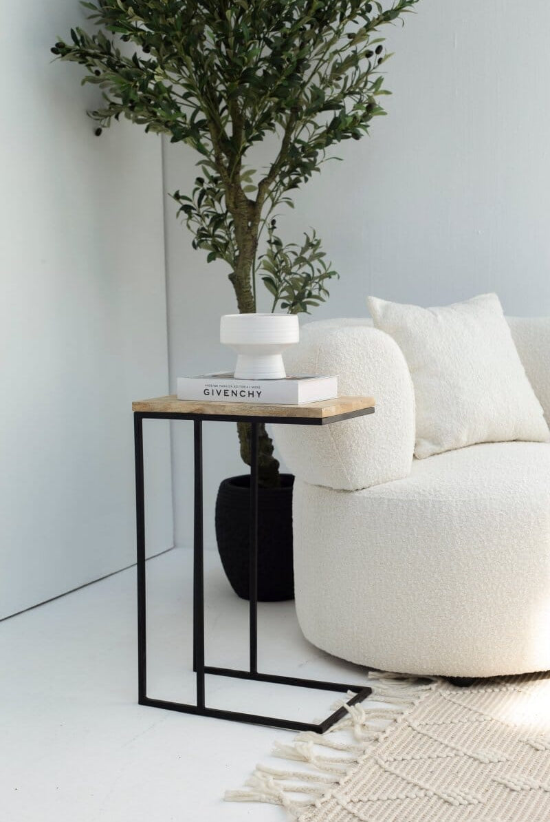 Eriona Wooden Side Table with Metal Legs