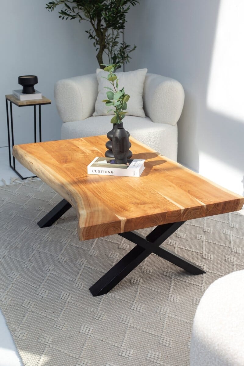 Light Acacia Wood Coffee Table (3 Sizes) Coffee Tables 120x75CM 7CM X
