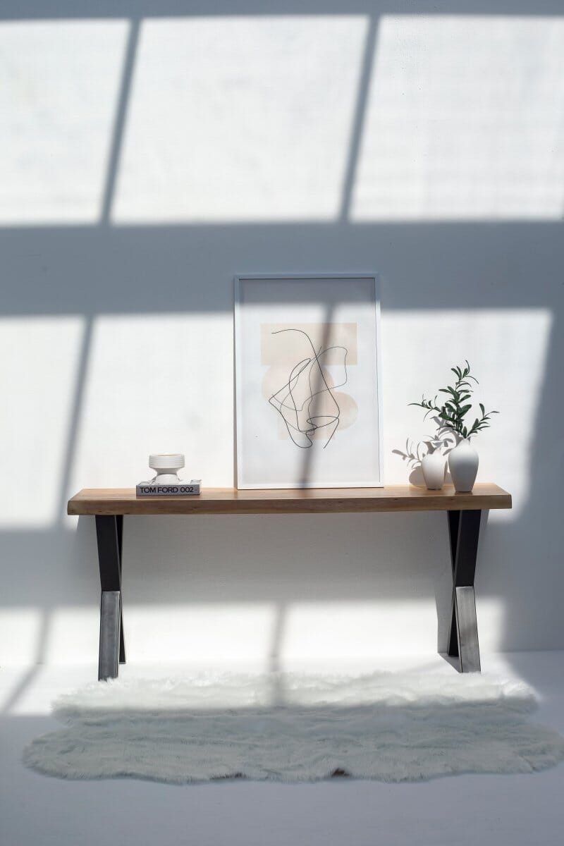 Light Acacia Console Table with Metal Legs (4 Sizes) Homekode