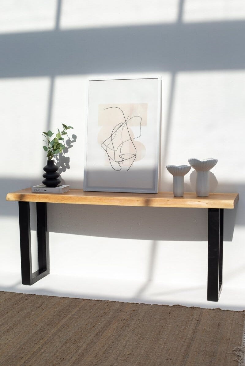 Light Acacia Console Table with Metal Legs (4 Sizes) Homekode 120x40 CM U