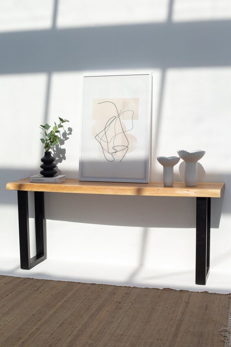 Light Acacia Console Table with Metal Legs (4 Sizes) Homekode 120x40 CM U