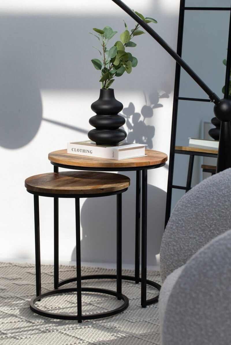 Ellis Nesting Wooden Round Side Table (Set of 2)