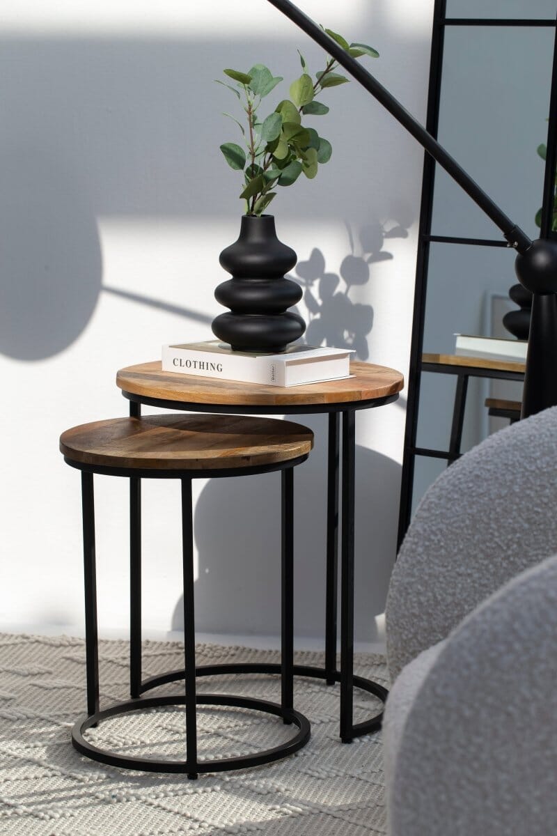 Ellis Nesting Wooden Round Side Table (Set of 2)