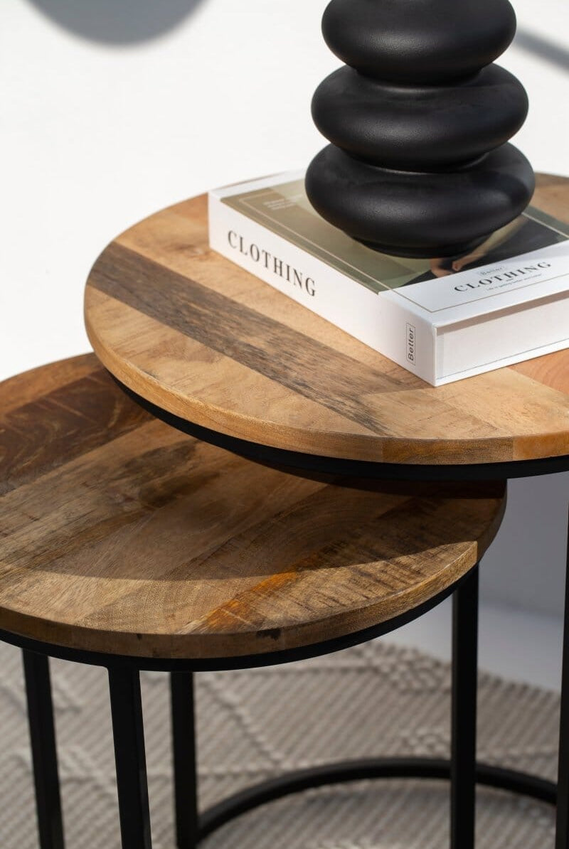Ellis Nesting Wooden Round Side Table (Set of 2)