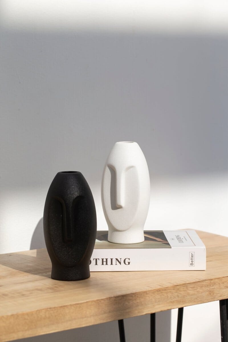 Human Face Abstract Ceramic Vase (18x8.5 CM)