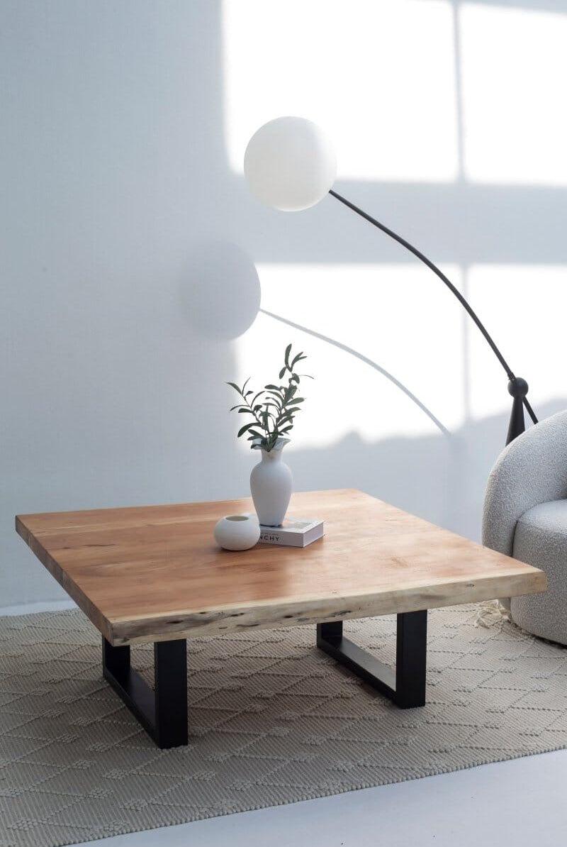 Square Light Acacia Coffee Table (120x120CM)