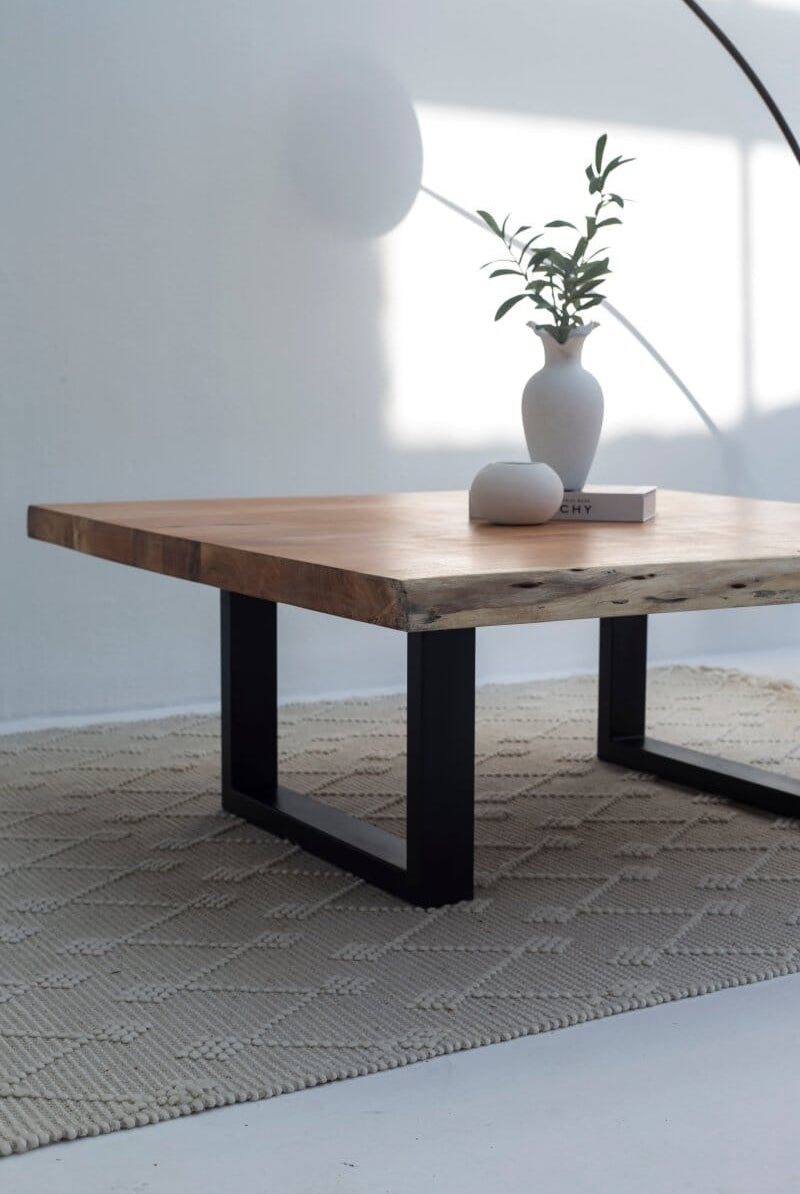 Square Light Acacia Coffee Table Homekode