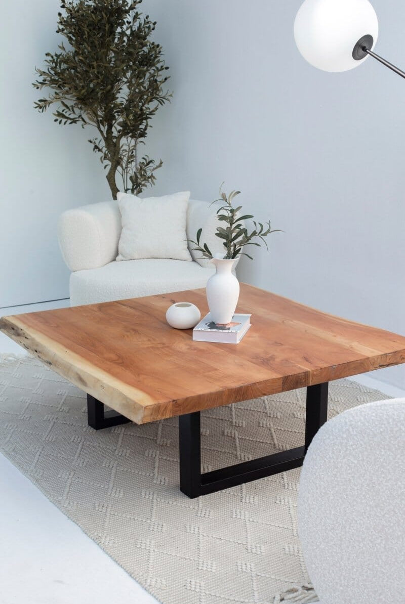 Square Light Acacia Coffee Table Homekode