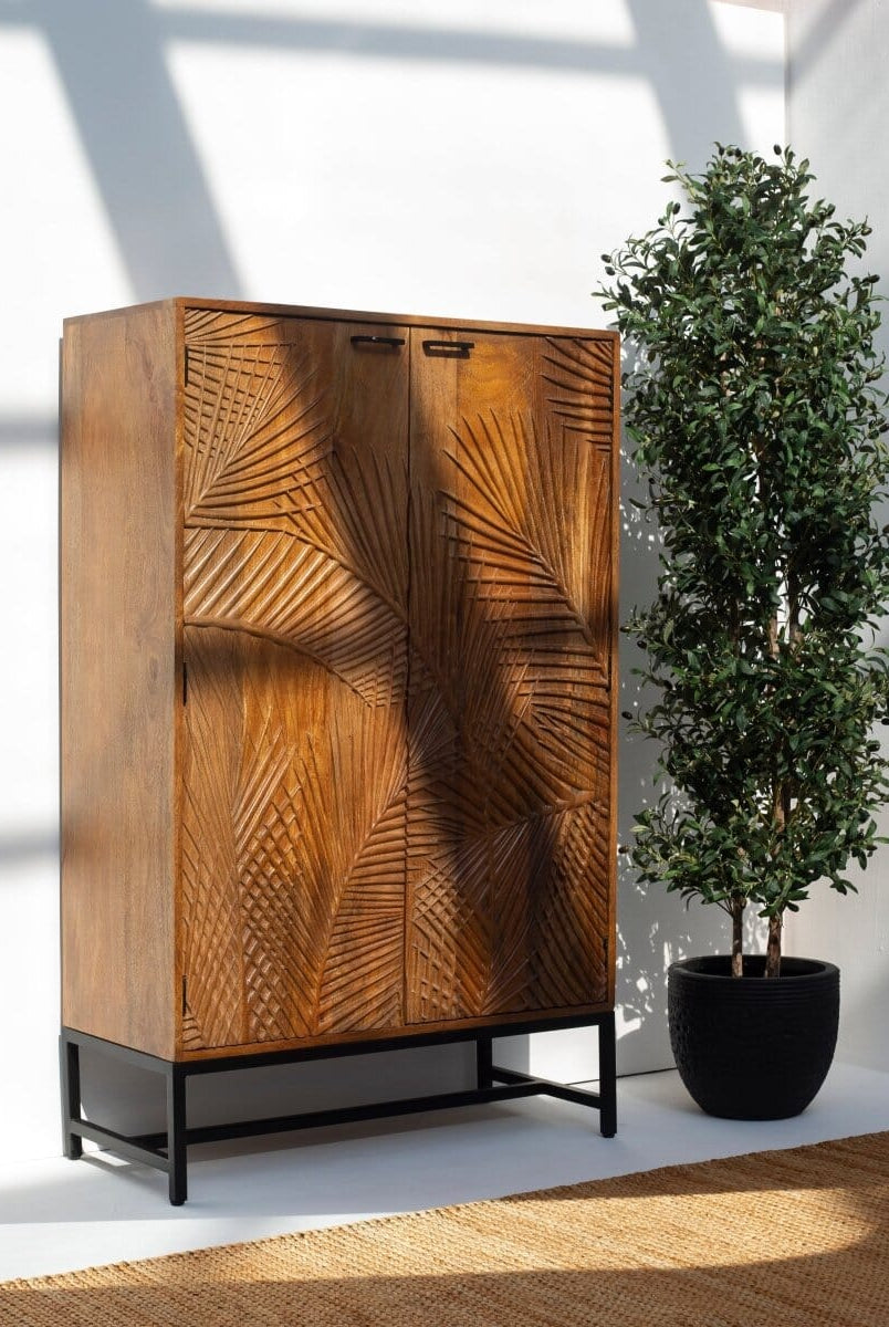 Violet Engraved Wooden Storage Cabinet