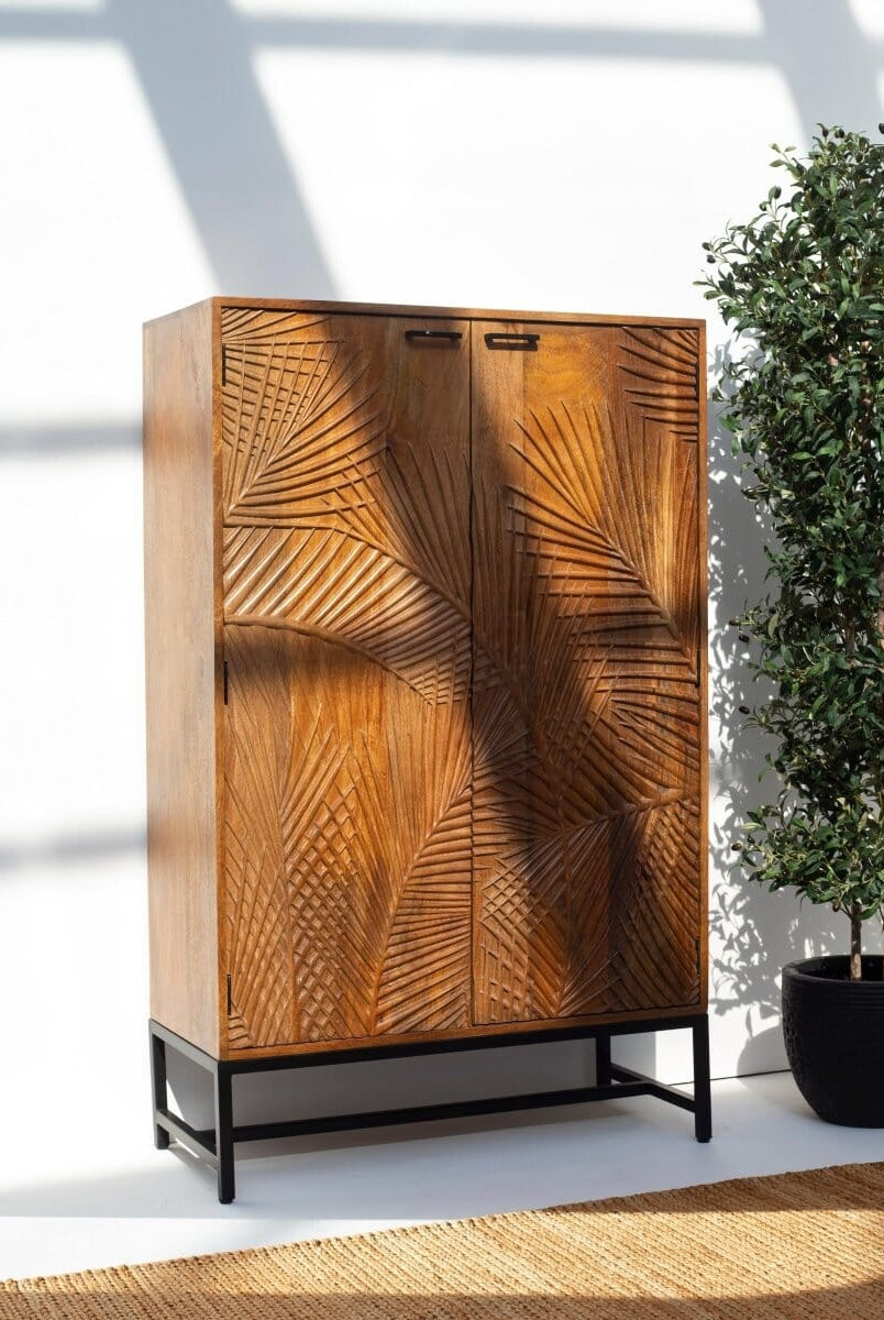 Violet Engraved Wooden Storage Cabinet