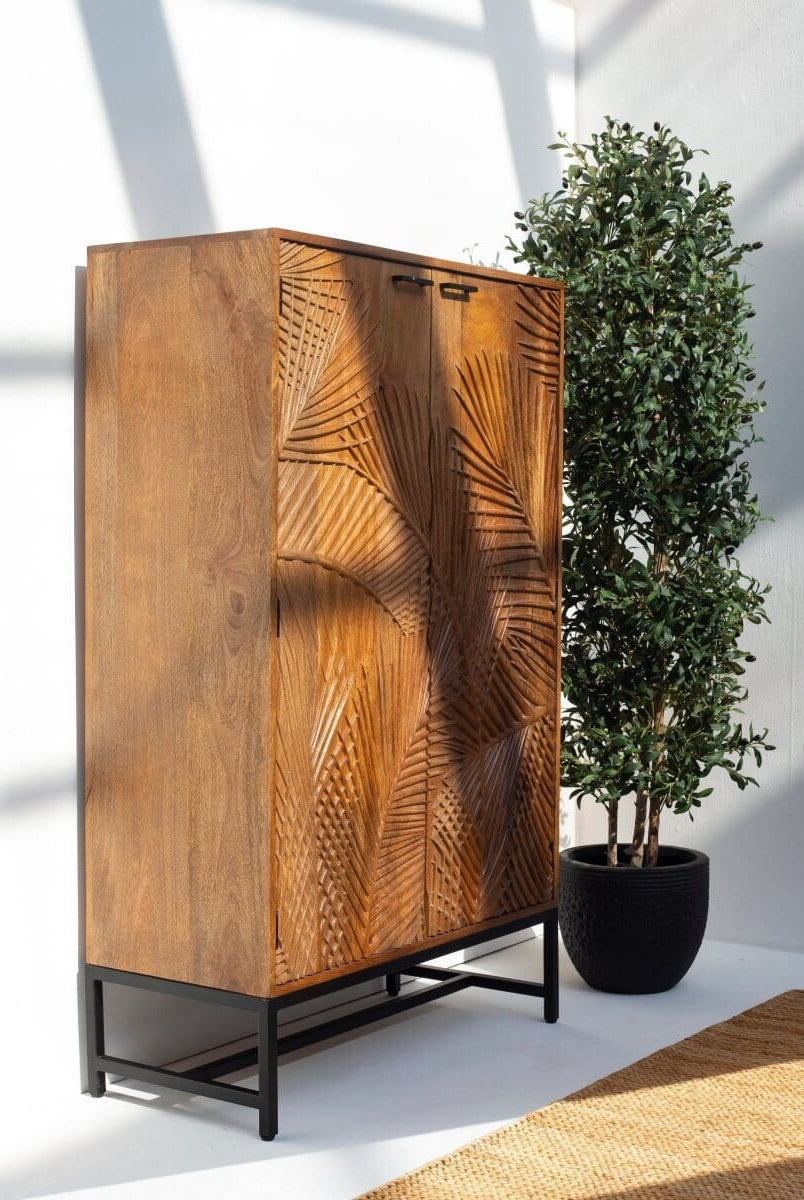 Violet Engraved Wooden Storage Cabinet