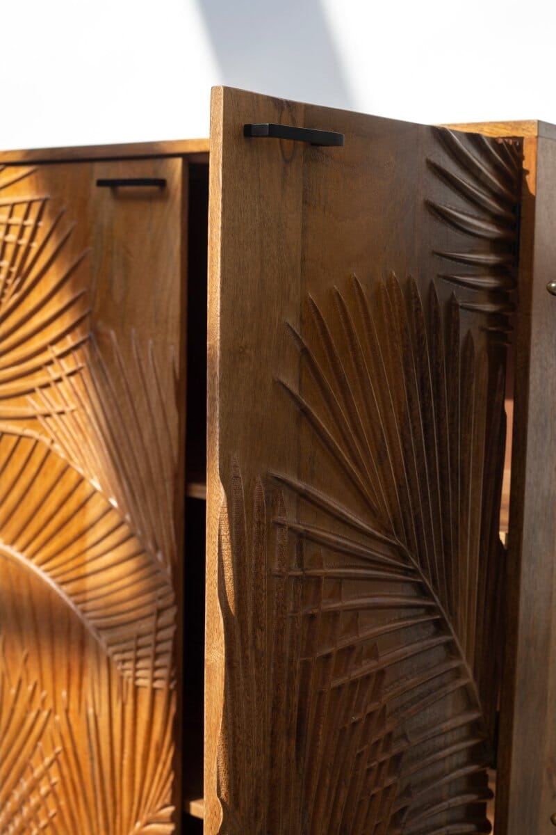 Violet Engraved Wooden Storage Cabinet