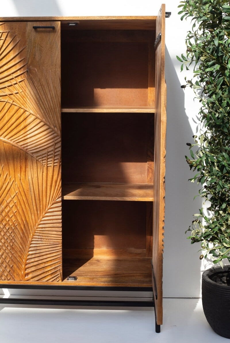 Violet Engraved Wooden Storage Cabinet