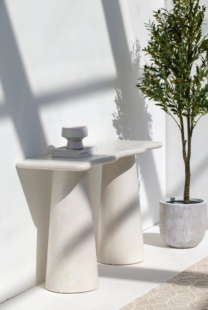 Malta Ivory Irregular Top Console Table Homekode