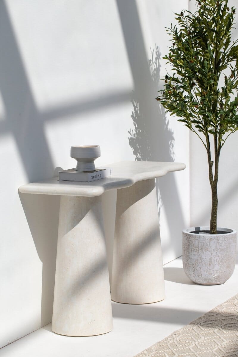 Malta Ivory Irregular Top Console Table Homekode